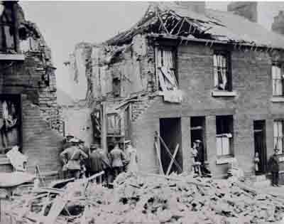 A bombed out house on Cossey Road